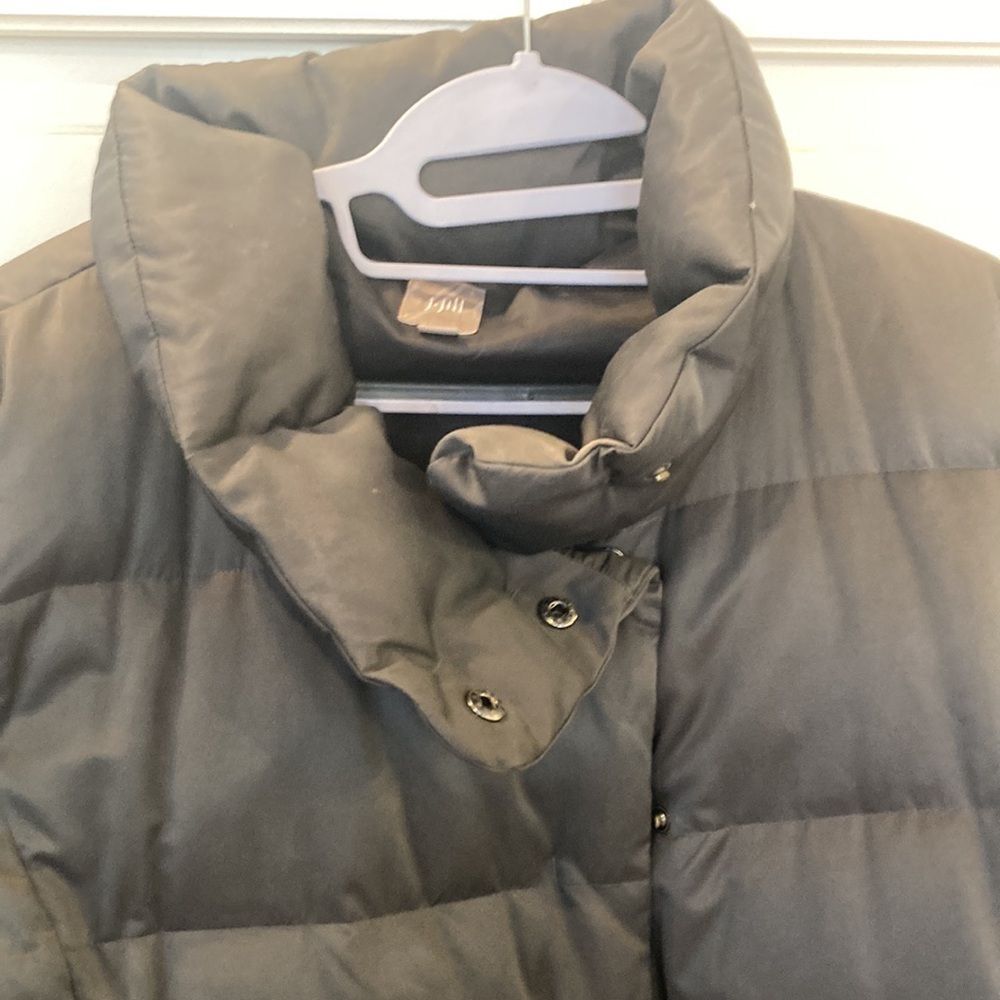 J. Jill Down Puffer Jacket Dark Grey Mid-Length Side Snap Jacket Large - Picture 3 of 11